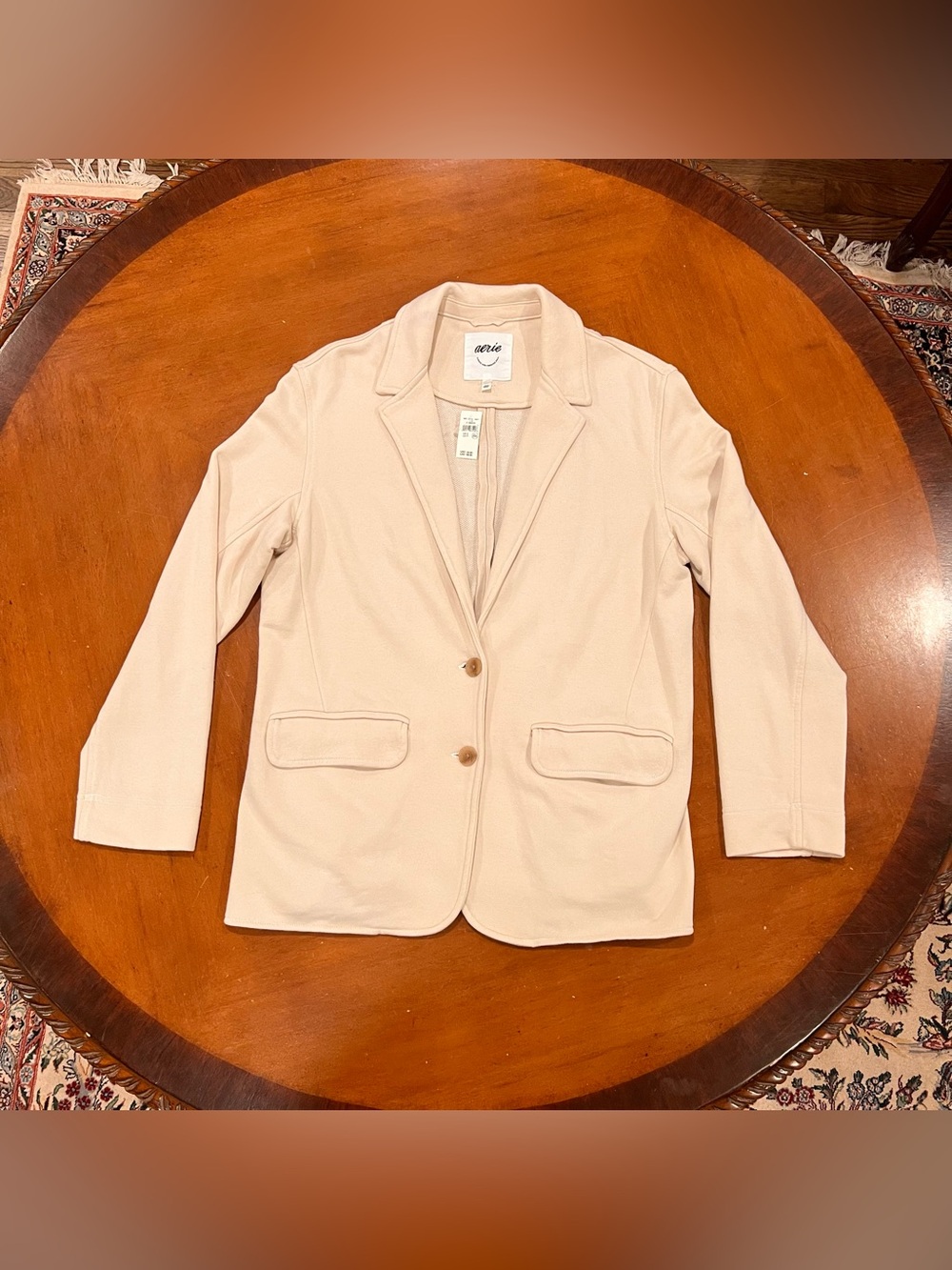NWT American Eagle Aerie Fleece Blazer Cake Batter Small Oversized Longer Length - Picture 4 of 16
